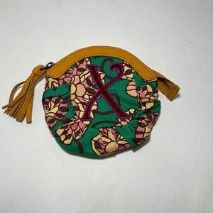 Anthropologie Lucky Penny ‘X’ Initial Floral Pouch - NWOT
